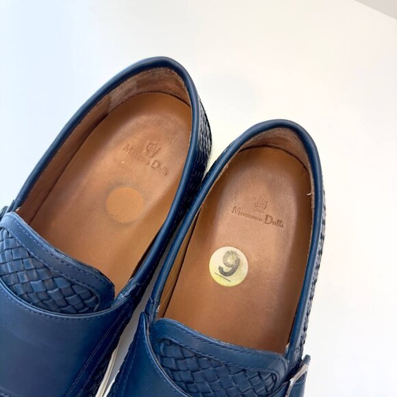 Massimo Dutti Men’s Double Monk Strap Woven Leather Loafers – Blue – Size EU 42 - Picture 3 of 8